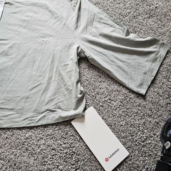 Modal Relaxed-Fit Cropped Short-Sleeve Shirt Jade Grey - Picture 5 of 7